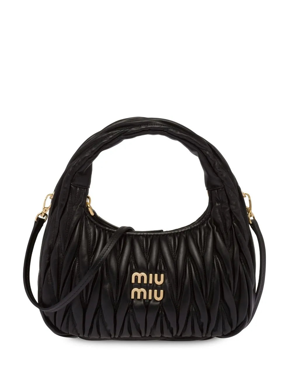 Miu Miu Wander matelassé nappa leather hobo mini-bag