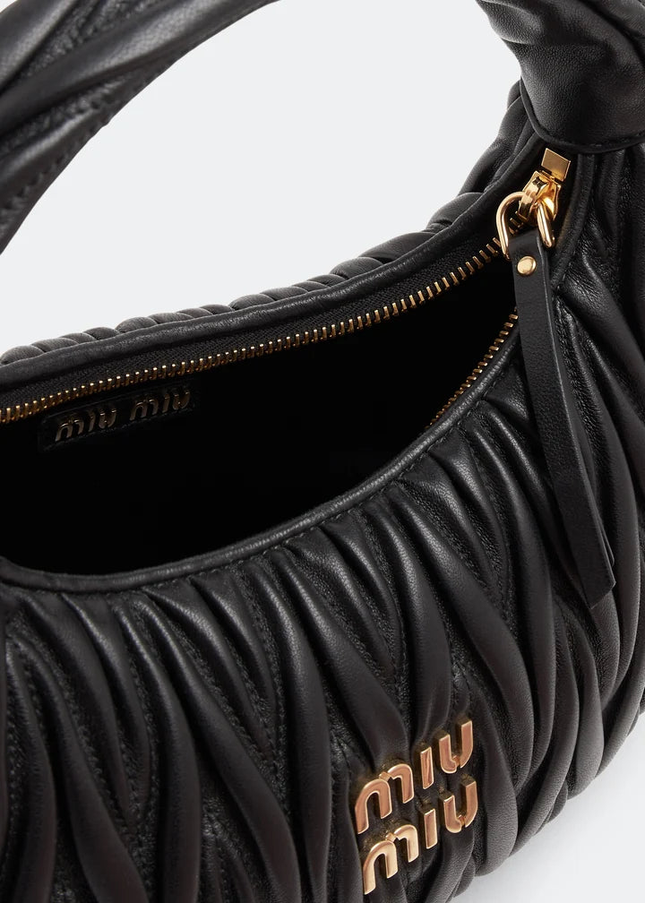 Miu Miu Wander matelassé nappa leather hobo mini-bag