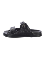 CHANEL Interlocking CC Logo Leather Slides