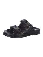 CHANEL Interlocking CC Logo Leather Slides