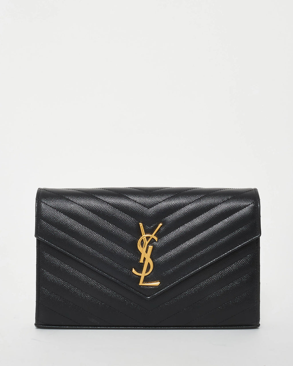 YSL Monogram Large Wallet on Chain in Grained Leather
