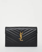 YSL Monogram Large Wallet on Chain in Grained Leather