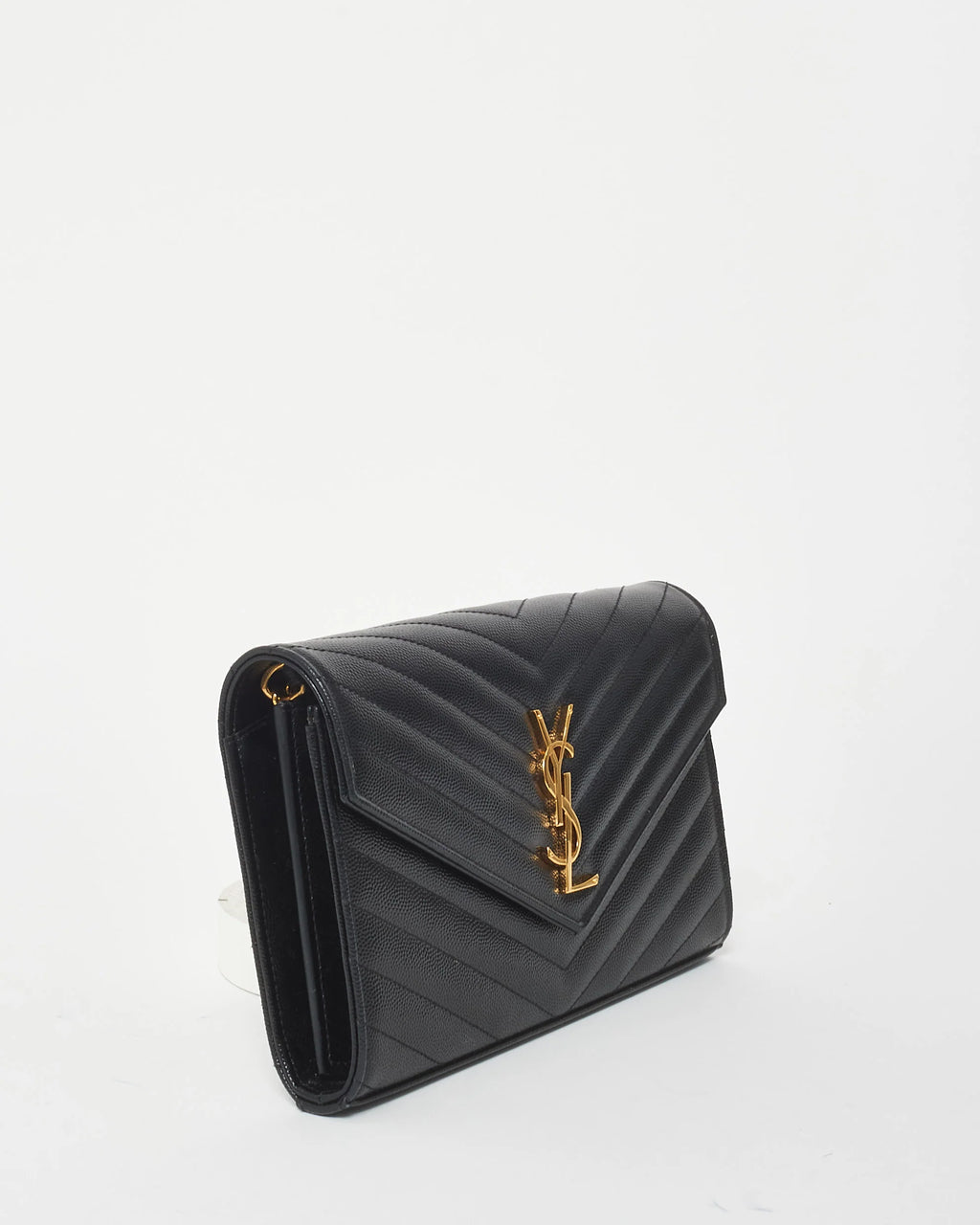 YSL Monogram Large Wallet on Chain in Grained Leather