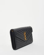 YSL Monogram Large Wallet on Chain in Grained Leather